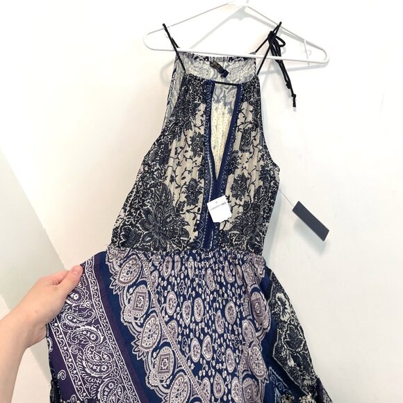 NEW NWT POLO RALPH LAUREN Bandana Print Silk Maxidress Navy Blue Boho Maxi Dress - Picture 9 of 16